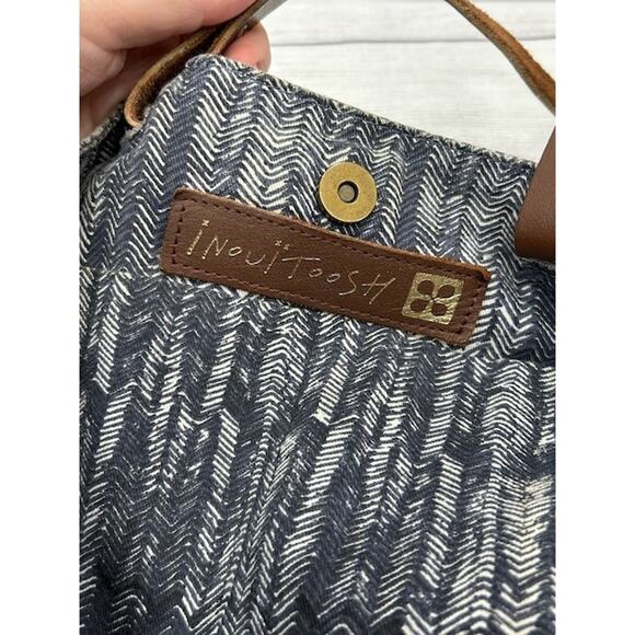 INOUITOOSH Tote Bag Cafe Print Wool Blend Leather Handle Gray 14.5in x 13in - Picture 14 of 14